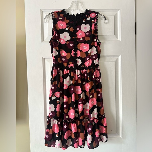 Kate Spade Blooming Floral mini dress. Pink and black floral dress. Size 2 - Picture 2 of 7